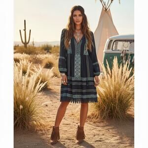 TryB Embroidered Boho Dress – Size Small